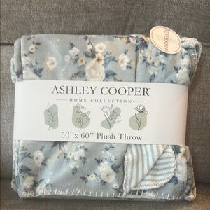 Ashley Cooper Blue Floral Plush Throw